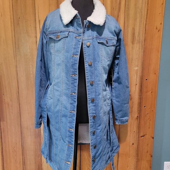 Denim Sherpa-Lined Jacket - Picture 1 of 16